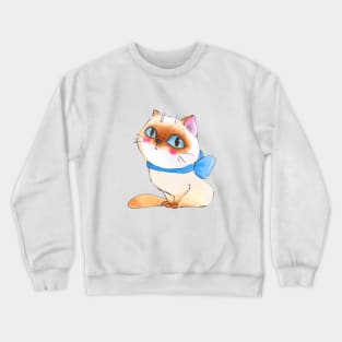 Cartoon Cat Watercolor Crewneck Sweatshirt